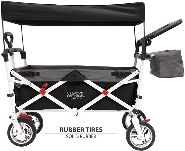 Creative Outdoor Push Pull Collapsible Folding Wagon Stroller Cart | Black