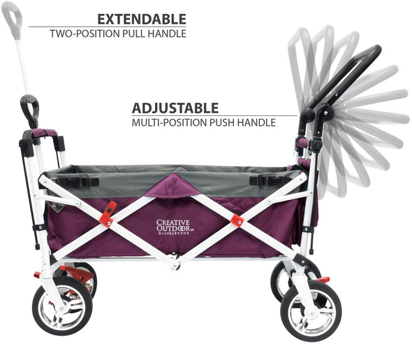Push Pull Collapsible Folding Wagon Stroller Cart for Kids | Purple