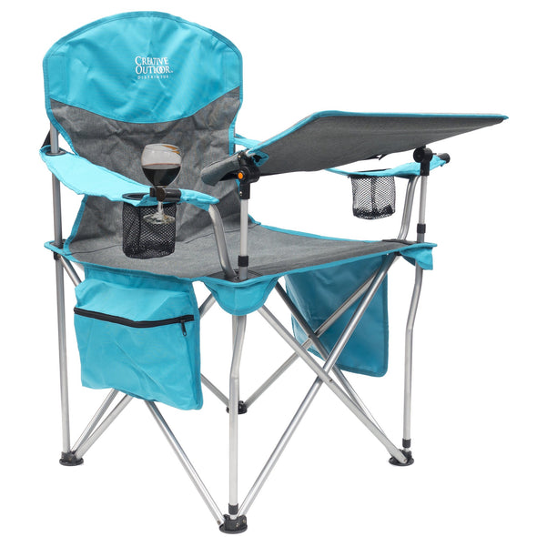 iChair Folding Wine Chair with Adjustable Tilt Table - Teal/Gray