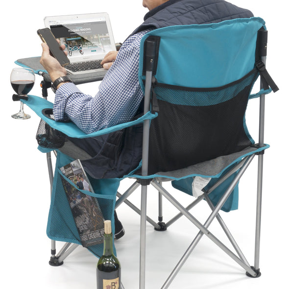 iChair Folding Wine Chair with Adjustable Tilt Table - Teal/Gray