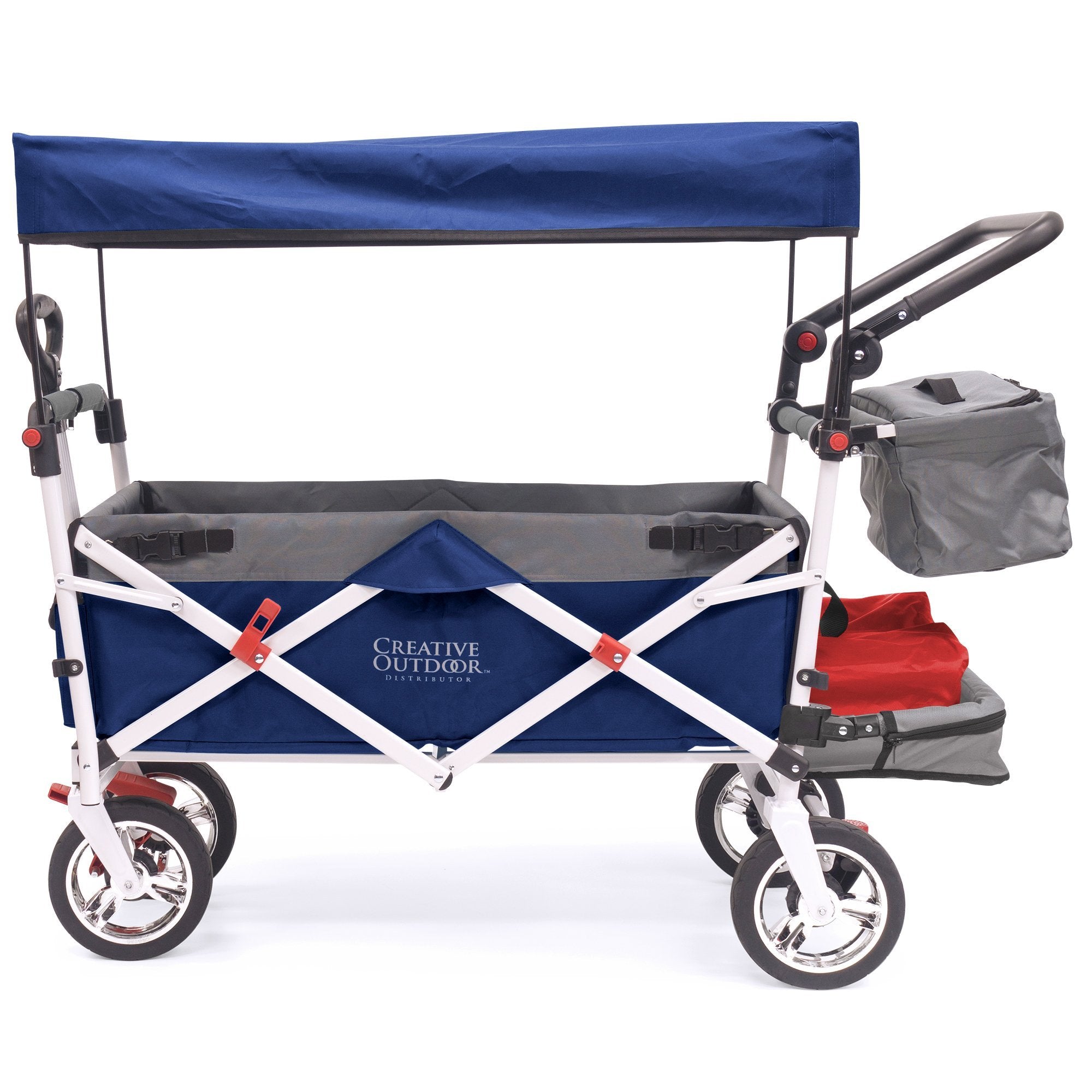 wagon stroller canada Creative Outdoor Push-Pull Folding Wagon Stroller w/ Canopy, Navy Blue