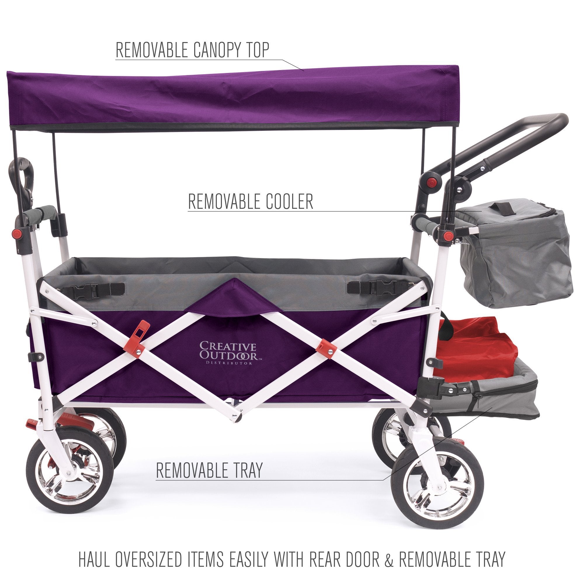 Push Pull Silver Series Folding Wagon Stroller with Canopy