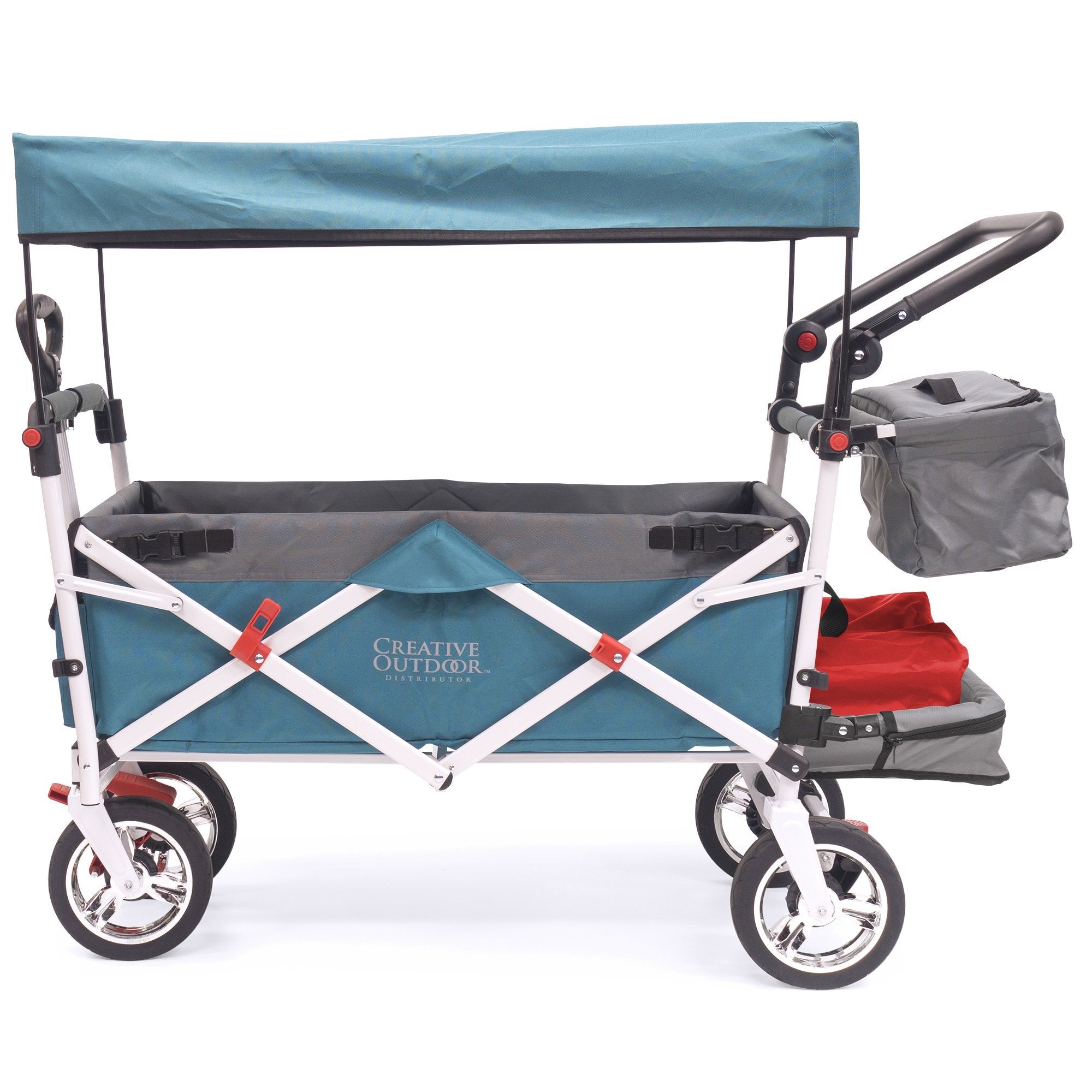push and pull stroller wagon Creative Outdoor Push Pull Silver Series Folding Wagon Stroller -Teal Blue