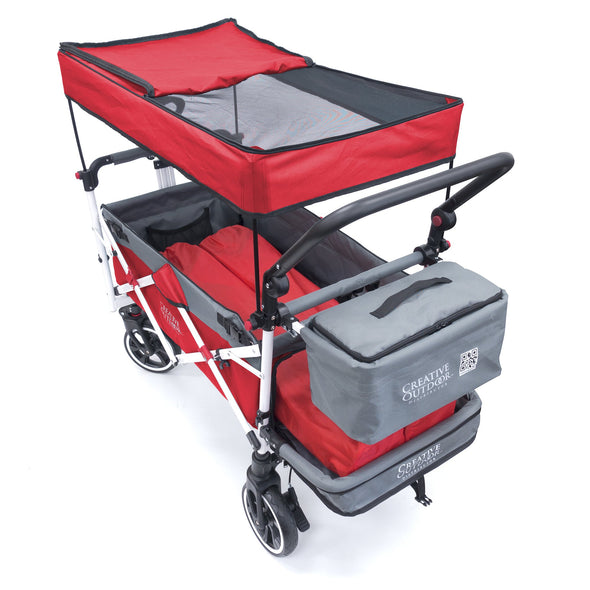 Push Pull TITANIUM SERIES Folding Wagon Stroller with Canopy | Red