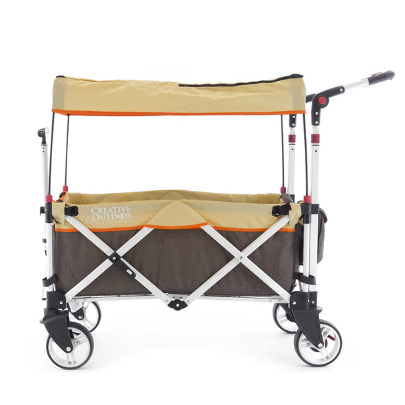 Pack & Push Ultra Compact Folding Stroller Wagon with Canopy | Camping, Beach, Park, Sporting Events | Sleek & Compact Design
